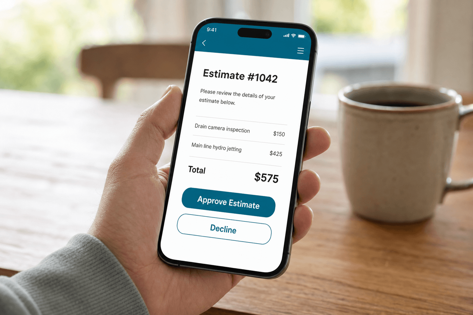 Invoice with a deposit and remaining balance for an install